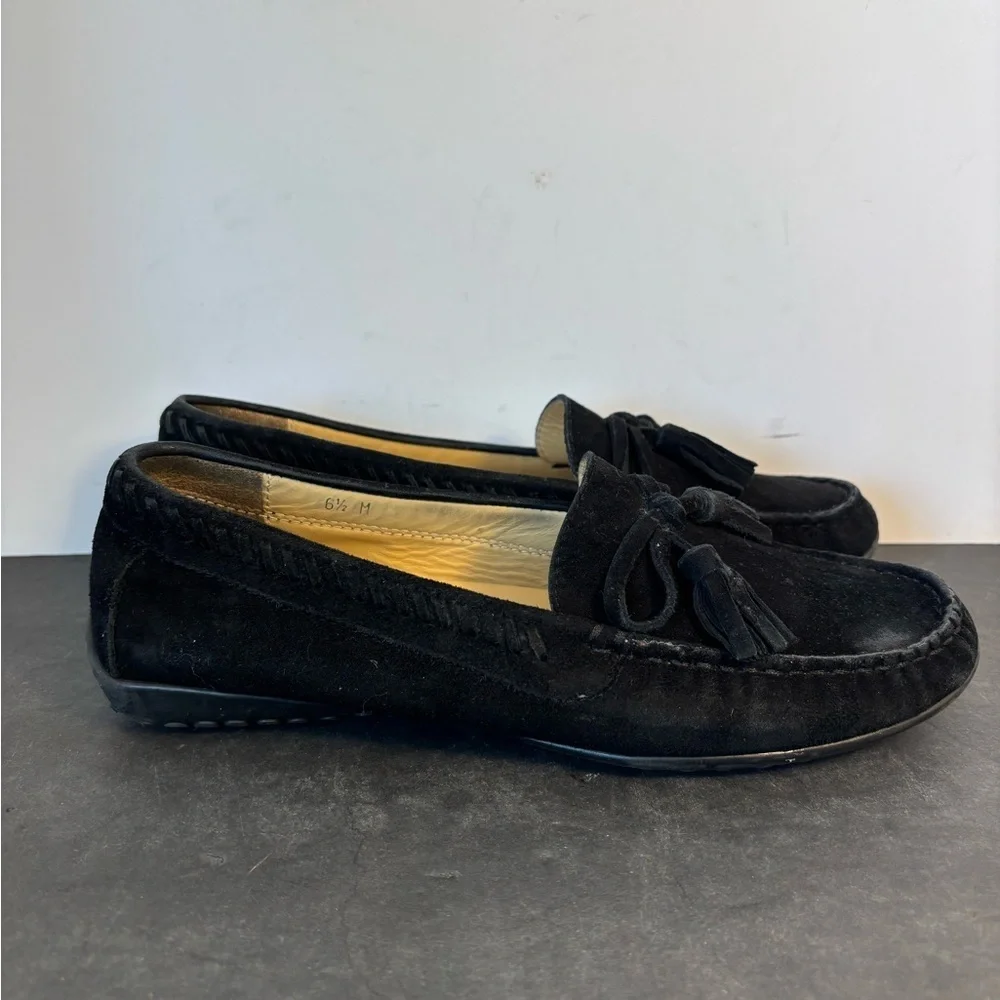 Vaneli Black Suede Tassel Loafers 6.5M Classic Driving Flats